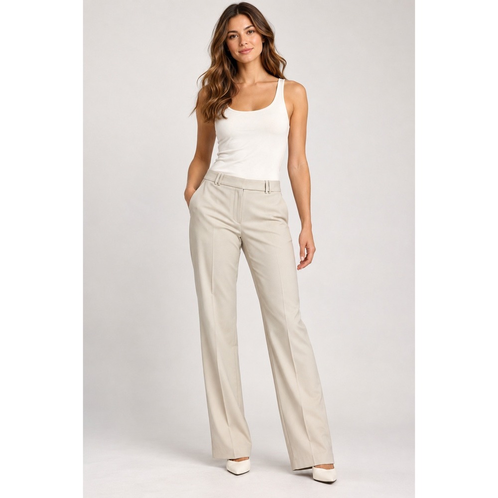 Van Heusen Modern Fit Dress Pants Beige Stone Stretch Trousers Womens 10S NEW